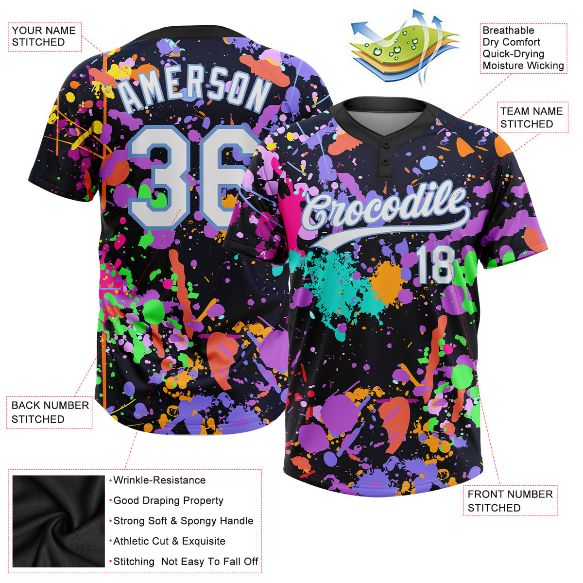 Custom Graffiti Pattern Pink-Black 3D Two-Button Unisex Softball Jersey  Discount – snapmade