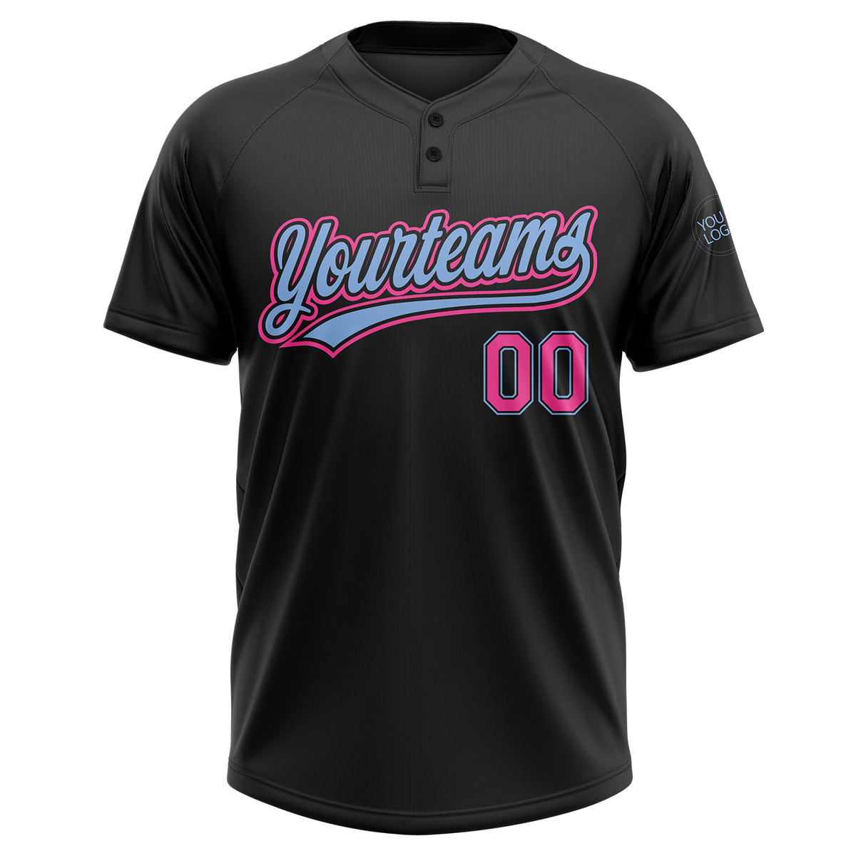 Custom Black Pink-Light Blue Two-Button Softball Jersey Fast Shipping –  FiitgCustom