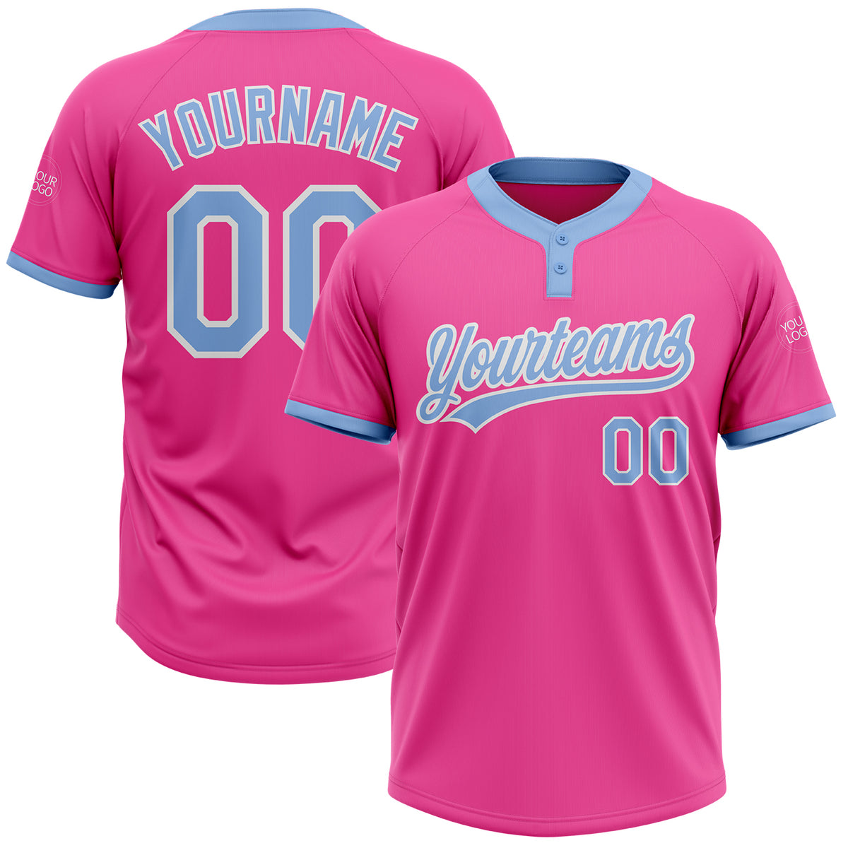 Custom Cream Light Blue Black-Pink Two-Button Unisex Softball Jersey Sale –  UKSN INC