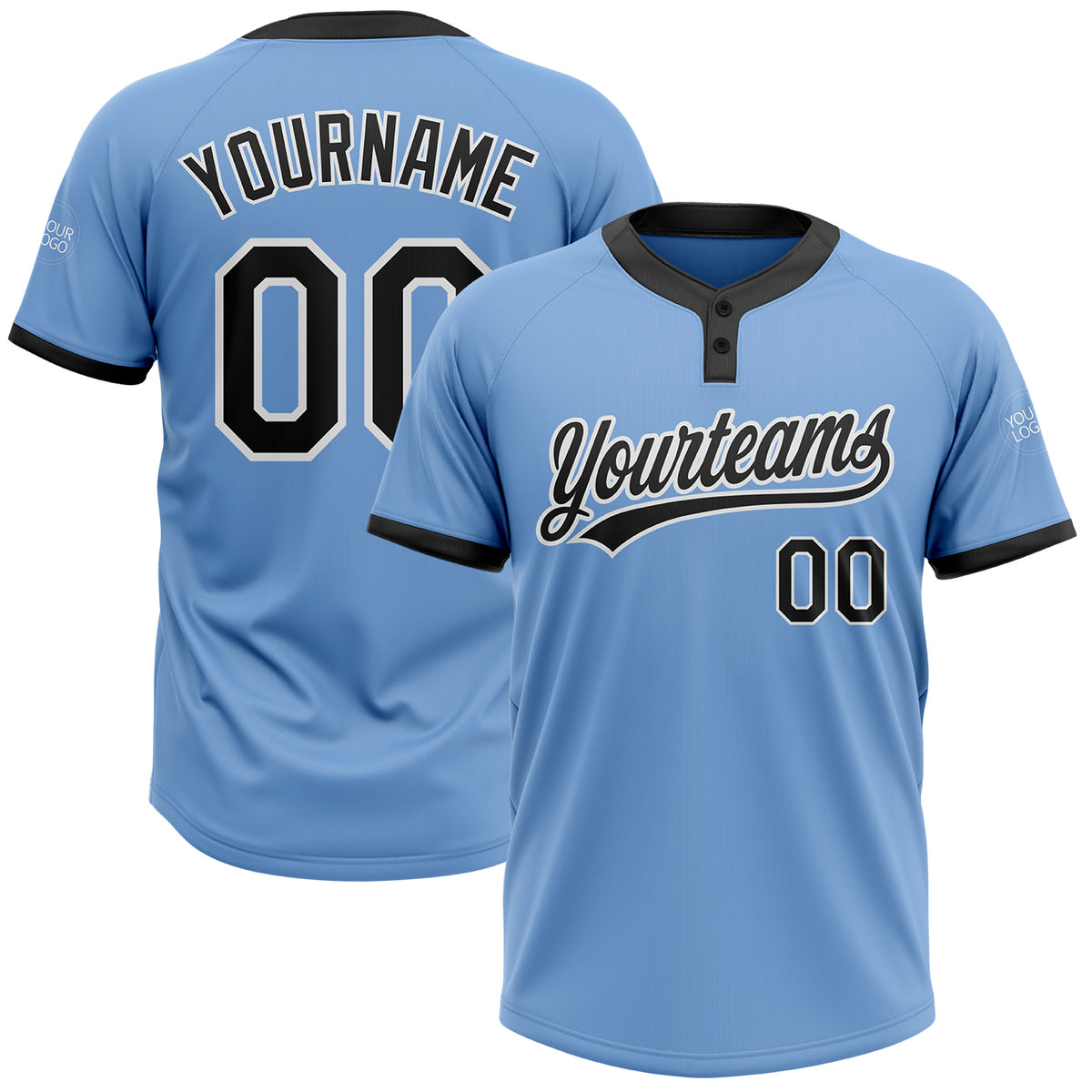 Cheap Custom Sky Blue White Black-Light Blue Two-Button Softball Jersey  Free Shipping – CustomJerseysPro