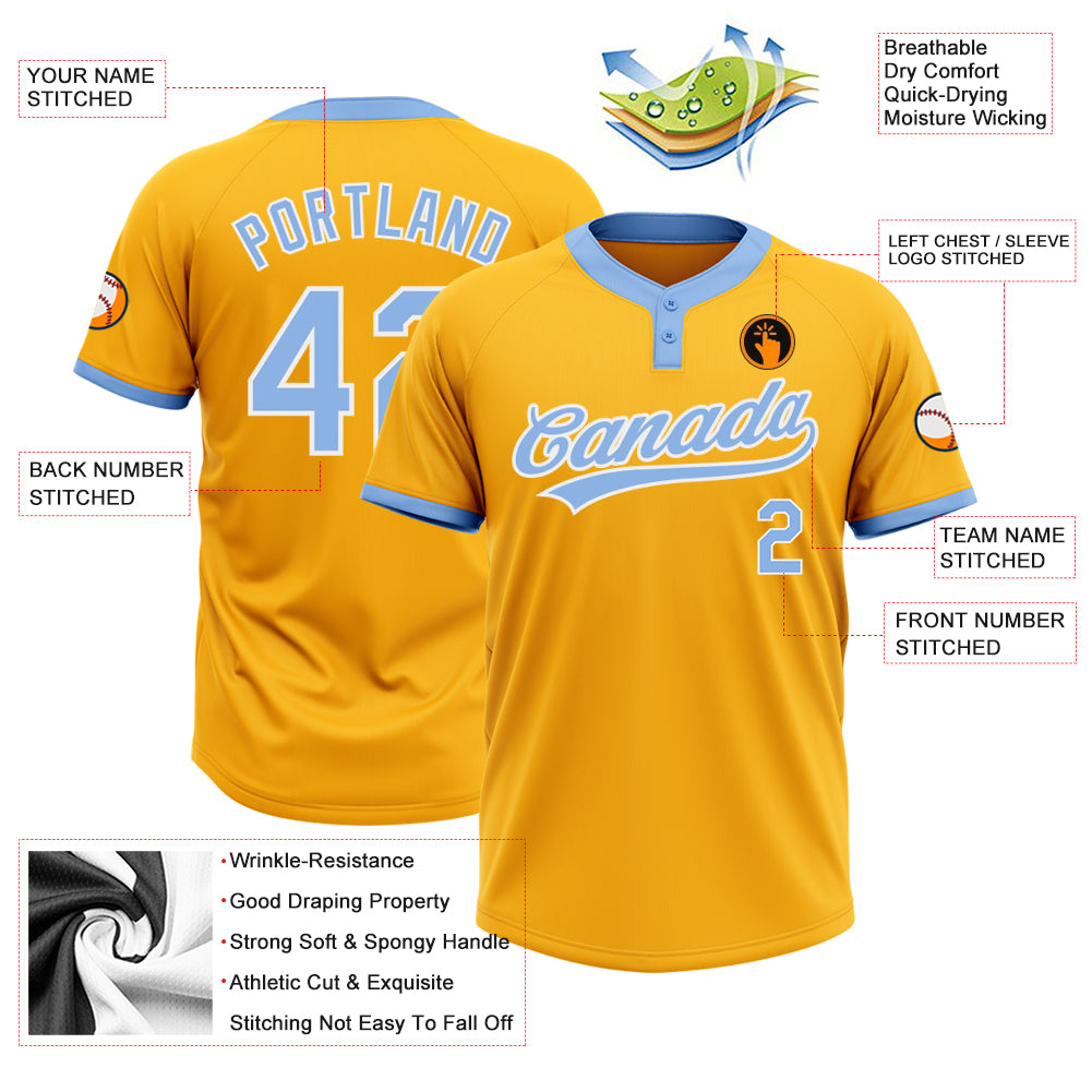 Cheap Custom Light Blue Orange-White Two-Button Unisex Softball Jersey Free  Shipping – CustomJerseysPro