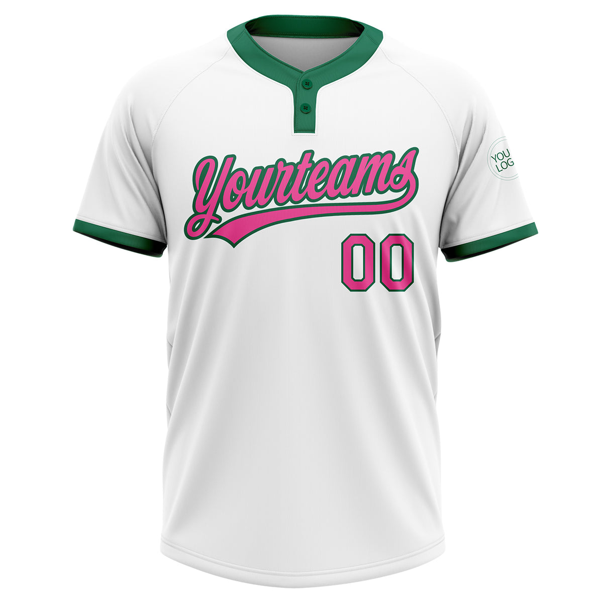 Cheap Custom Gold Kelly Green-White Two-Button Softball Jersey