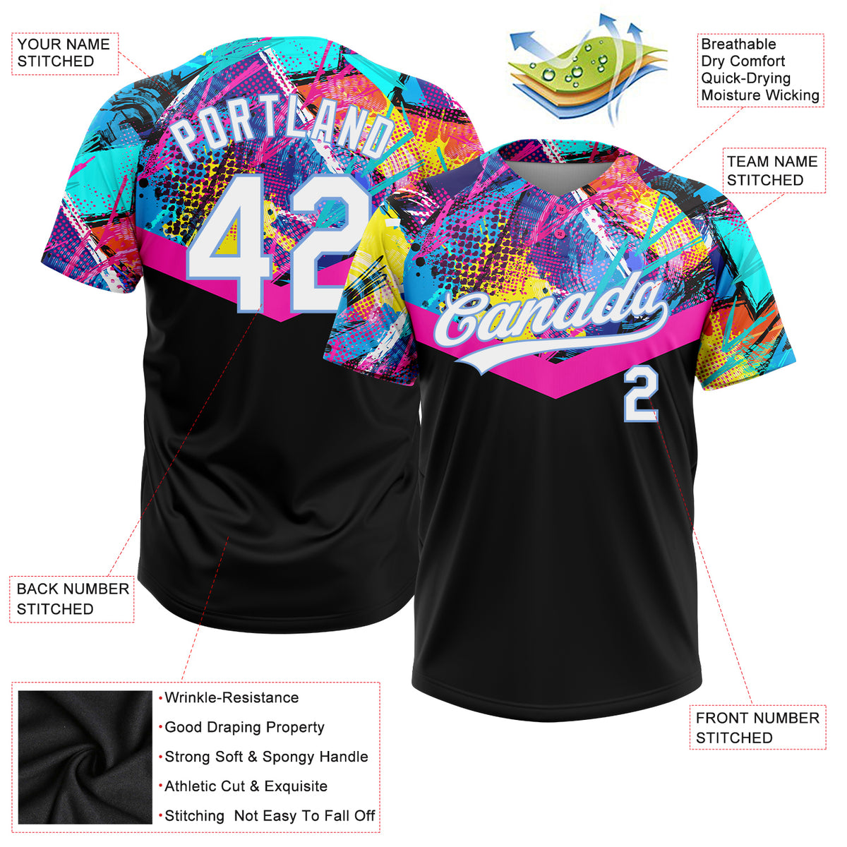 Custom Pink Light Blue-White Two-Button Unisex Softball Jersey Discount –  snapmade