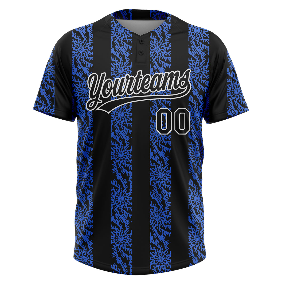 Printed Two-button Softball Jersey Pirates Style