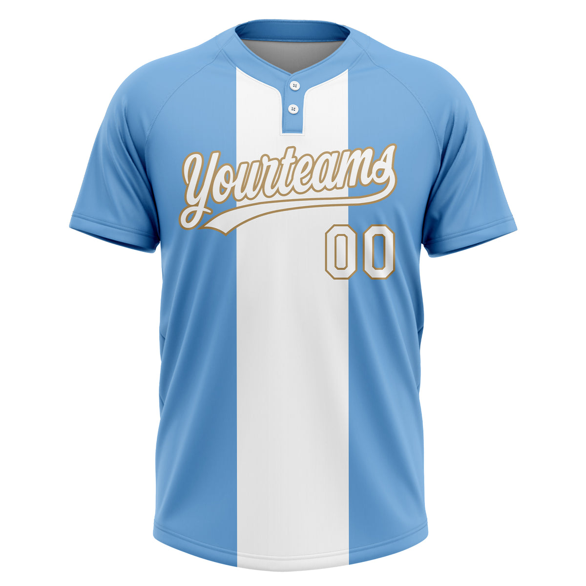  2-Button 2 Color Print Custom Baseball Jersey Adult Small Light  Blue & White : Sports & Outdoors