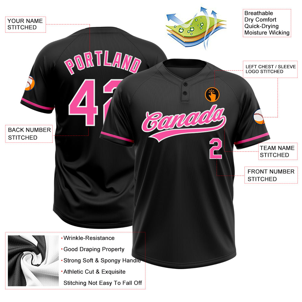 Cheap Custom Pink White Two-Button Unisex Softball Jersey Free Shipping –  CustomJerseysPro