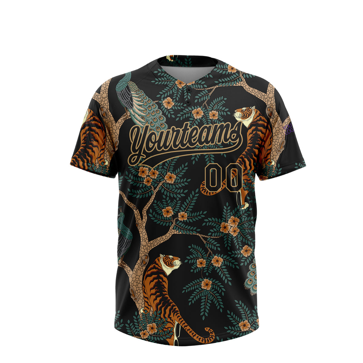 Printed Two-button Softball Jersey Pirates Style