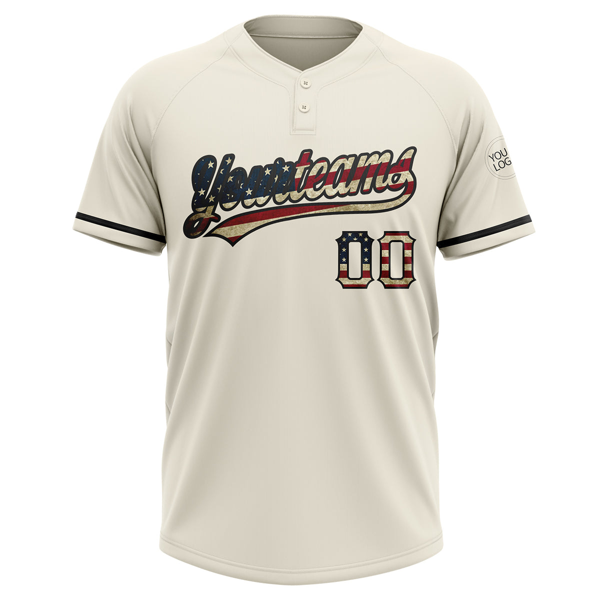 Custom Gold Vintage USA Flag-Black Two-Button Unisex Softball Jersey  Discount