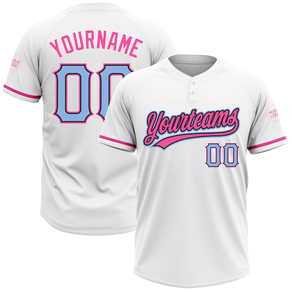 Cheap Custom Gray Light Blue Black-Pink Two-Button Unisex Softball Jersey  Free Shipping – CustomJerseysPro