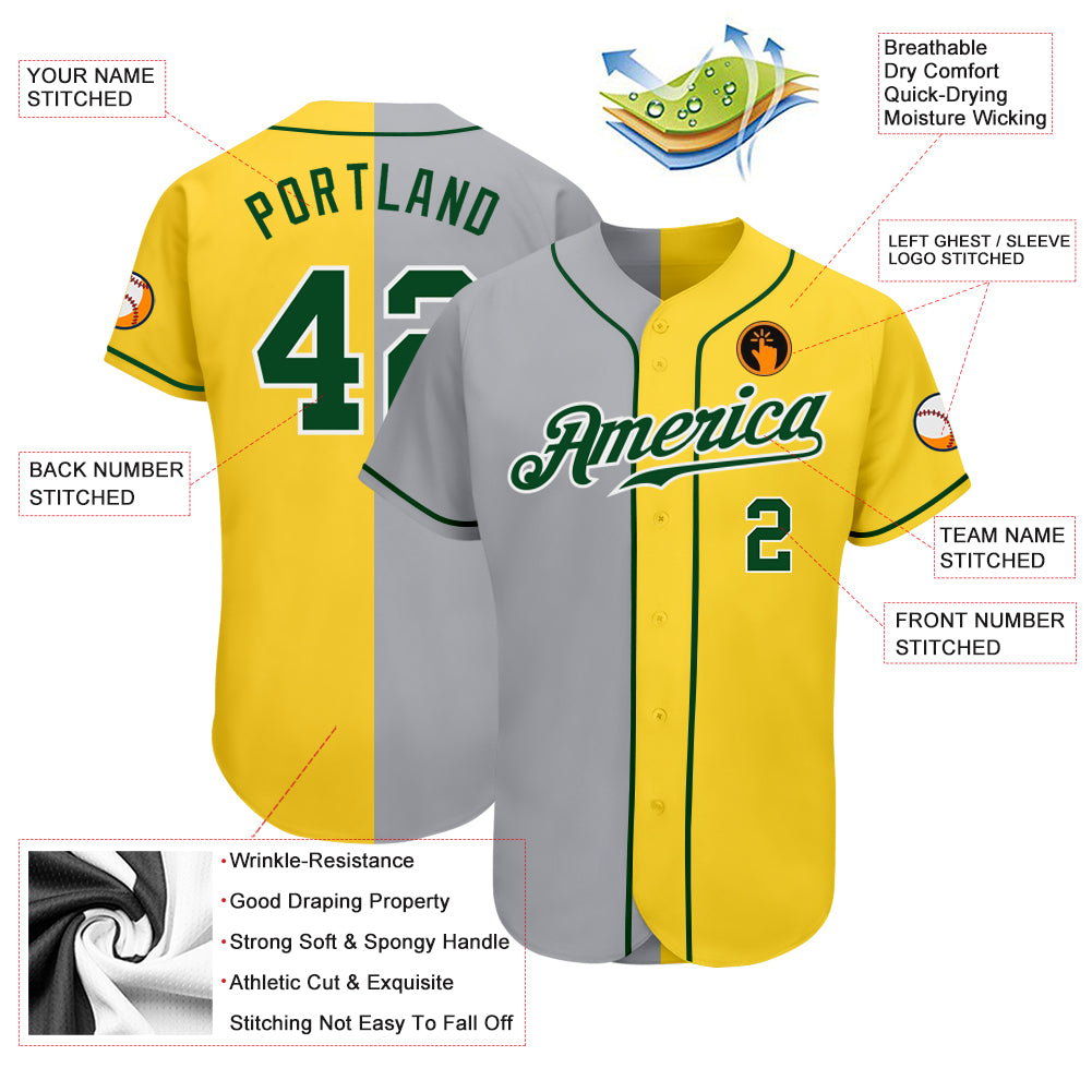 Custom Green Green-Gold Authentic Baseball Jersey – CustomJerseysPro