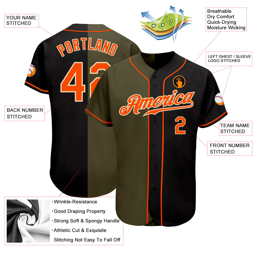 Custom Baseball Jersey Black Orange