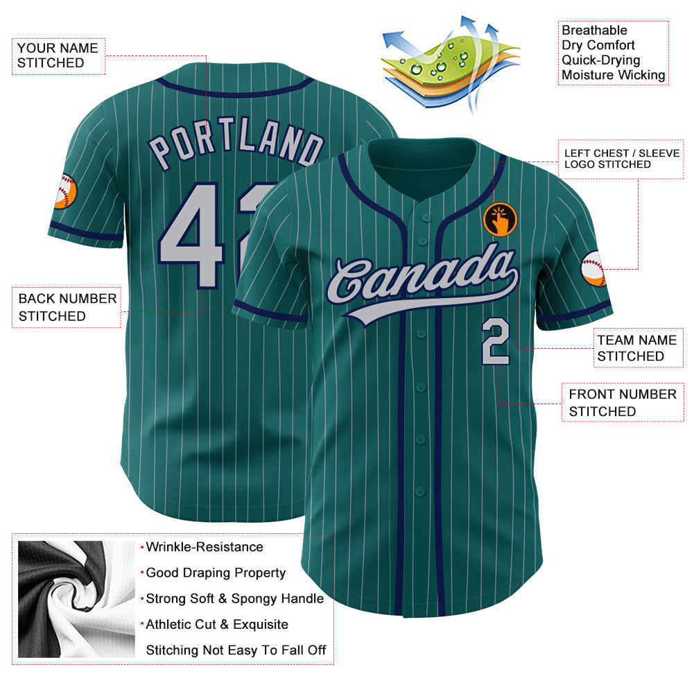 Custom Baseball Jersey Teal Gray-Navy Authentic Women's Size:L