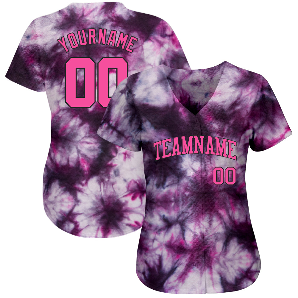 Custom Tie Dye Aqua-Black 3D Authentic Baseball Jersey Discount