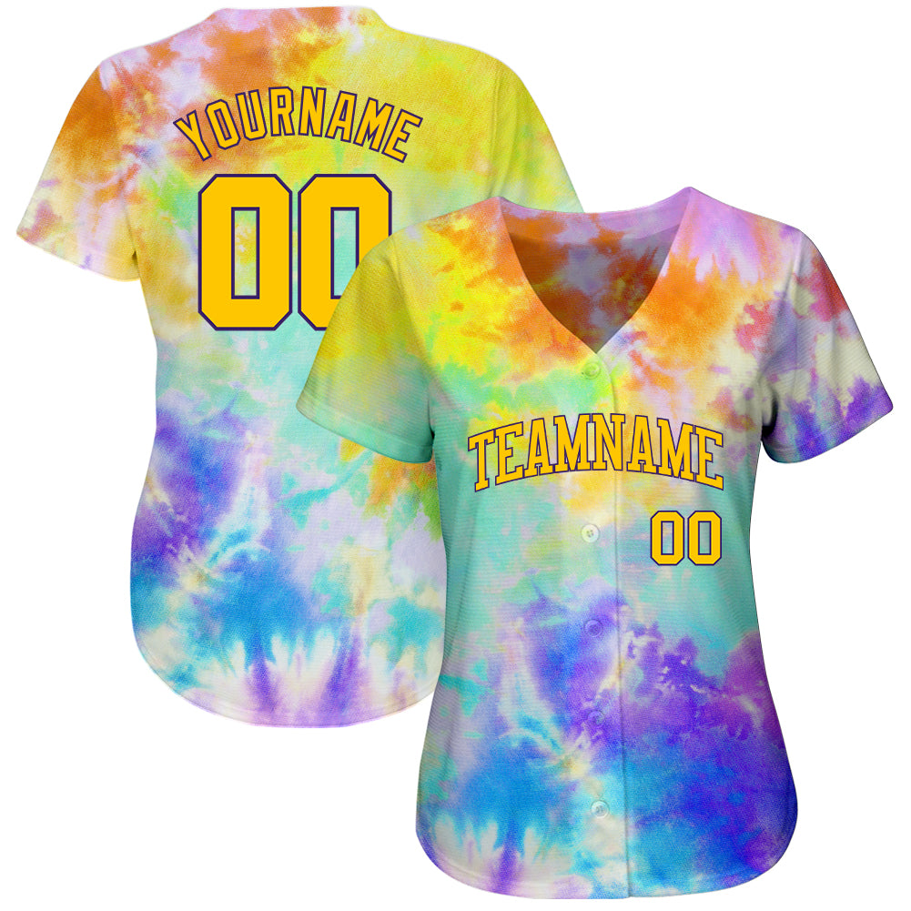 Cheap Custom Tie Dye Red-Gold 3D Authentic Baseball Jersey Free Shipping –  CustomJerseysPro