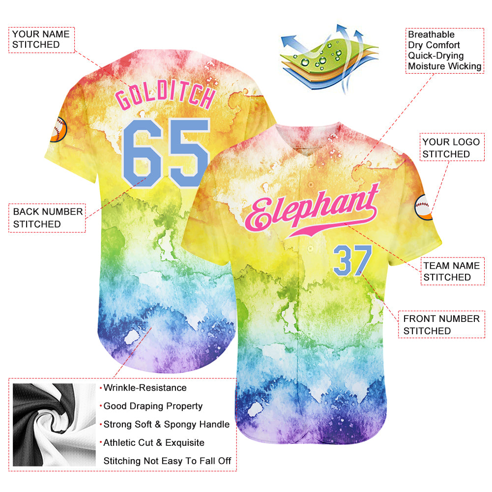 Custom Colorful Tie Dye On Royal Custom Baseball Jerseys For Men & Wom in  2023