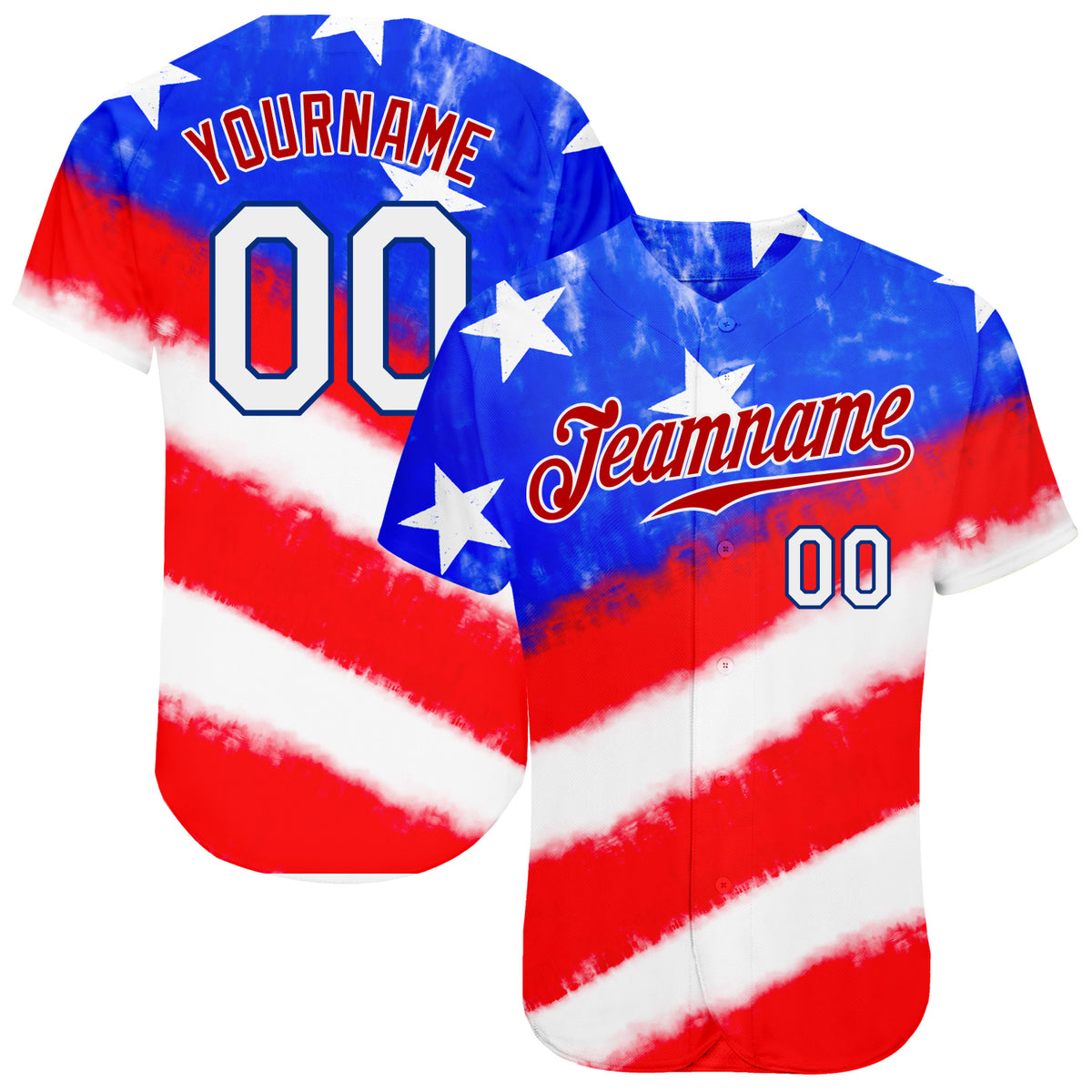 Cheap Custom Tie Dye Royal-Red 3D American Flag Authentic Baseball Jersey  Free Shipping – CustomJerseysPro