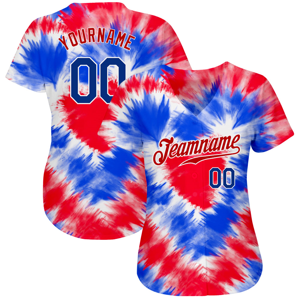 Cheap Custom Tie Dye Royal-Red 3D American Flag Authentic Baseball Jersey  Free Shipping – CustomJerseysPro