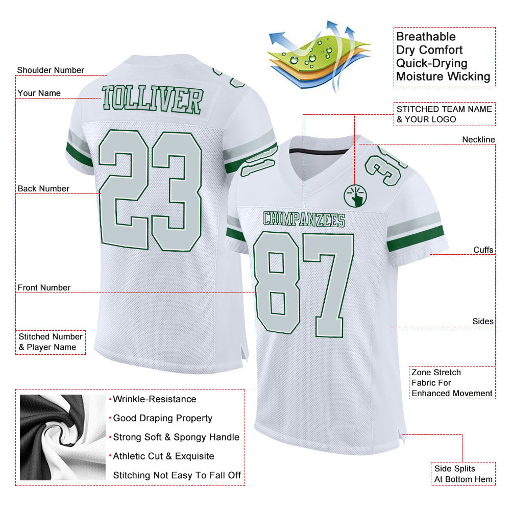 Custom Black White-Silver Authentic Football Jersey Preschool Size:S