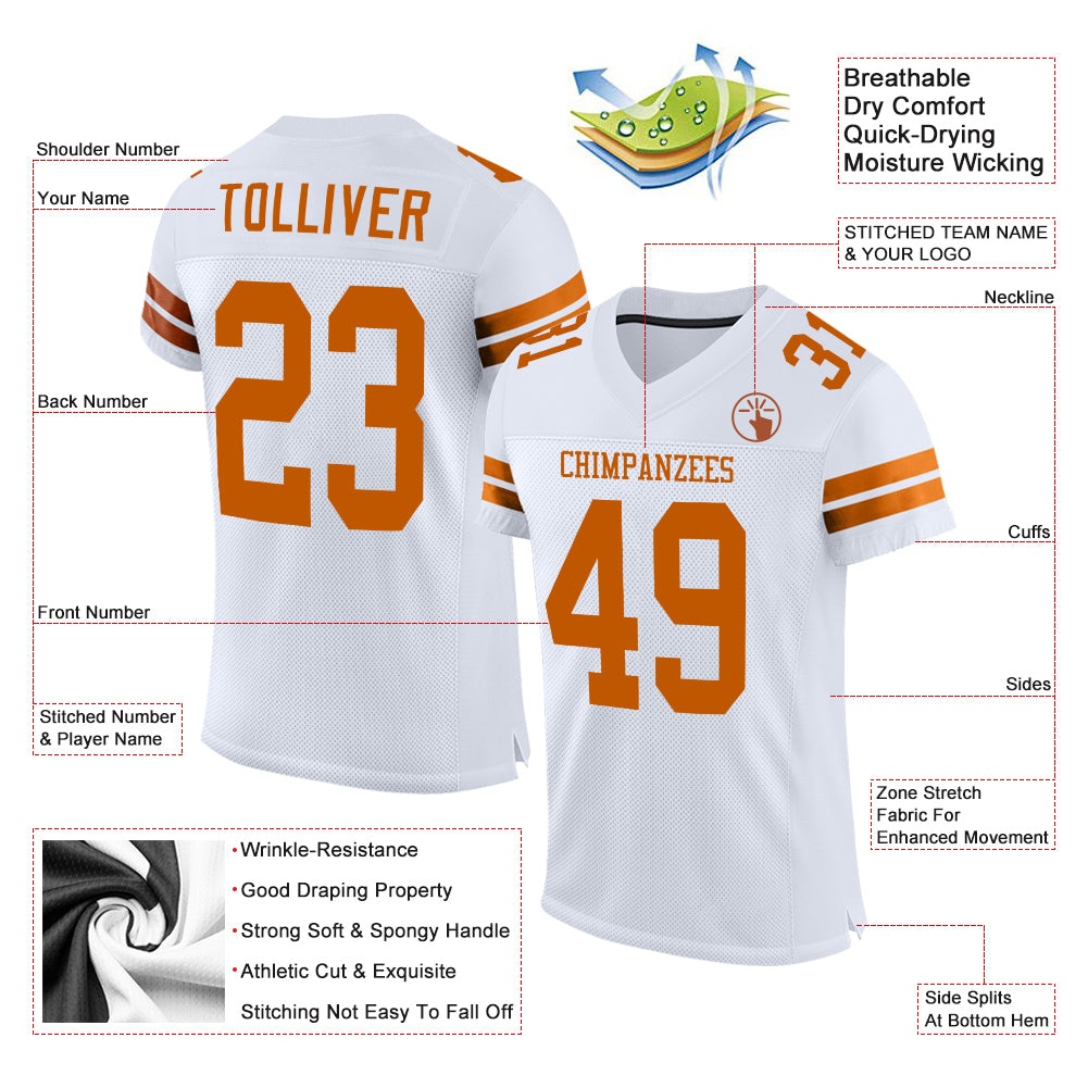 Cheap Custom Brown White-Orange Mesh Authentic Football Jersey