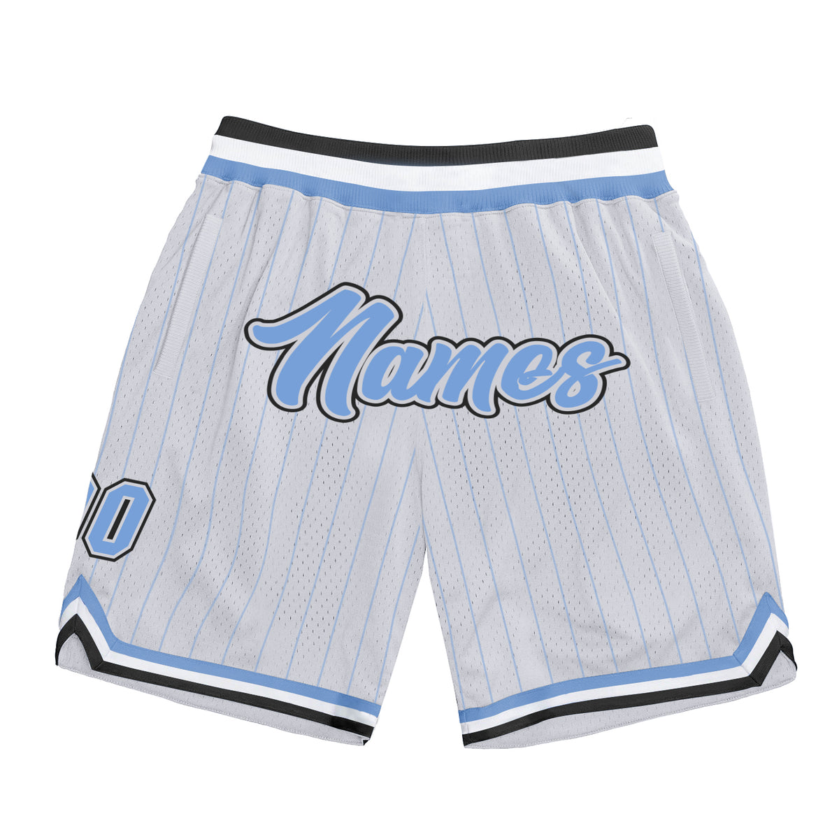 Shorts Cheap Blue-Black Light Blue – Light White CustomJerseysPro Basketball Custom Authentic Free Shipping Pinstripe