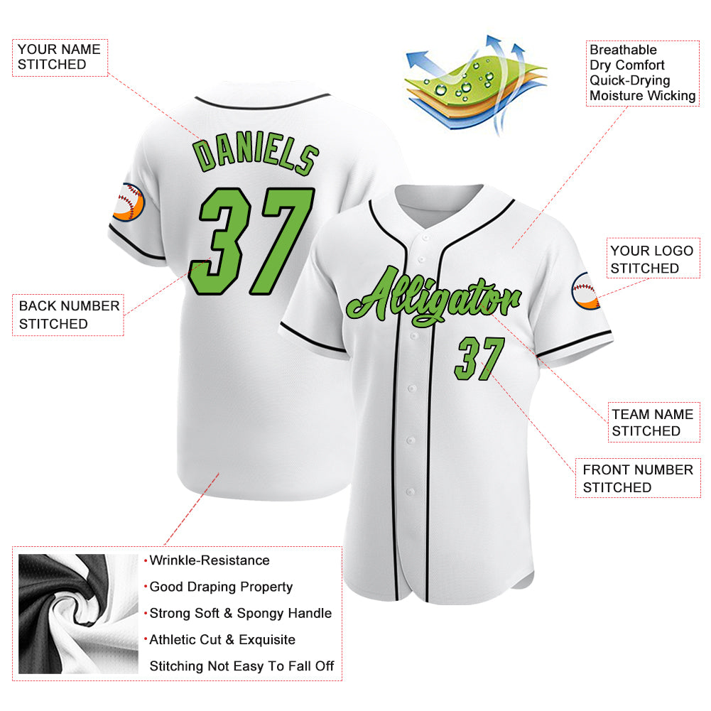 Custom Black Black-Neon Green Authentic Baseball Jersey – CustomJerseysPro