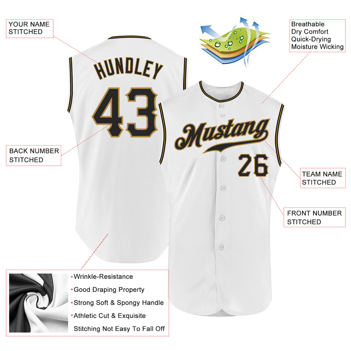 Cheap Custom Old Gold Black-White Authentic Baseball Jersey Free