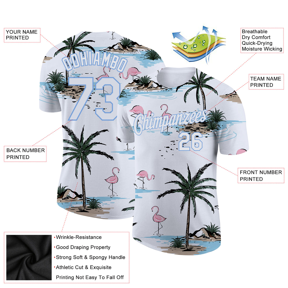 Custom Pink Light Blue-White 3D Pattern Design Palm Trees Authentic Ba -  Best Custom