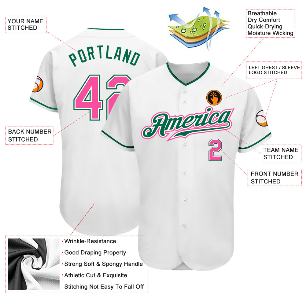 Cheap Custom Pink White Pinstripe Kelly Green Authentic Baseball Jersey  Free Shipping – CustomJerseysPro