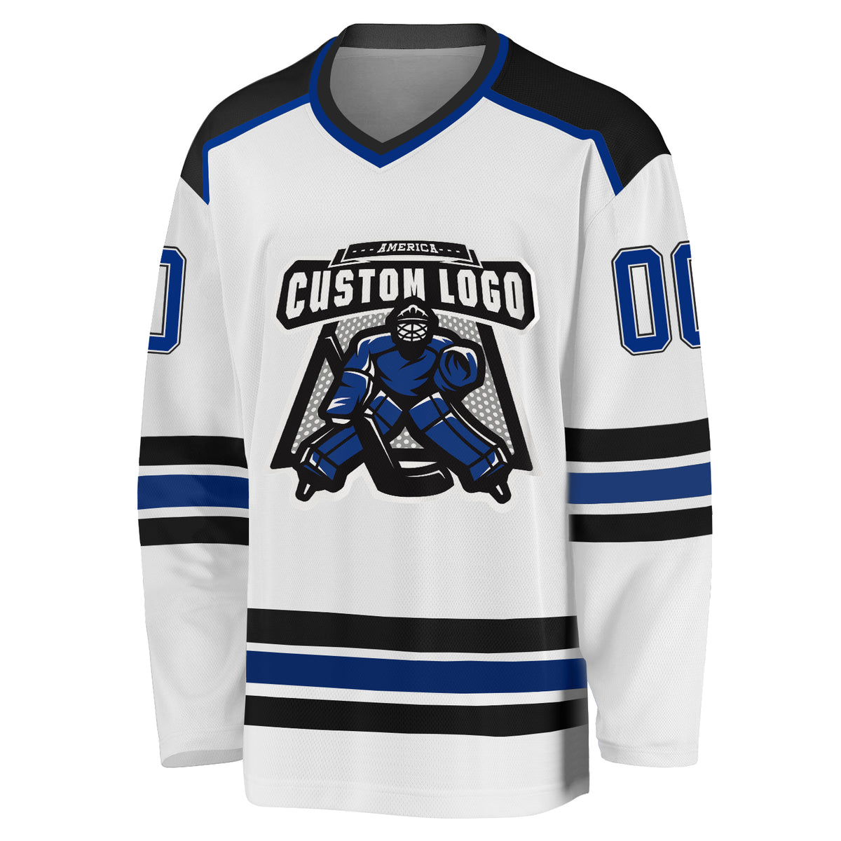 Cheap Custom Black Royal-White Hockey Jersey Free Shipping