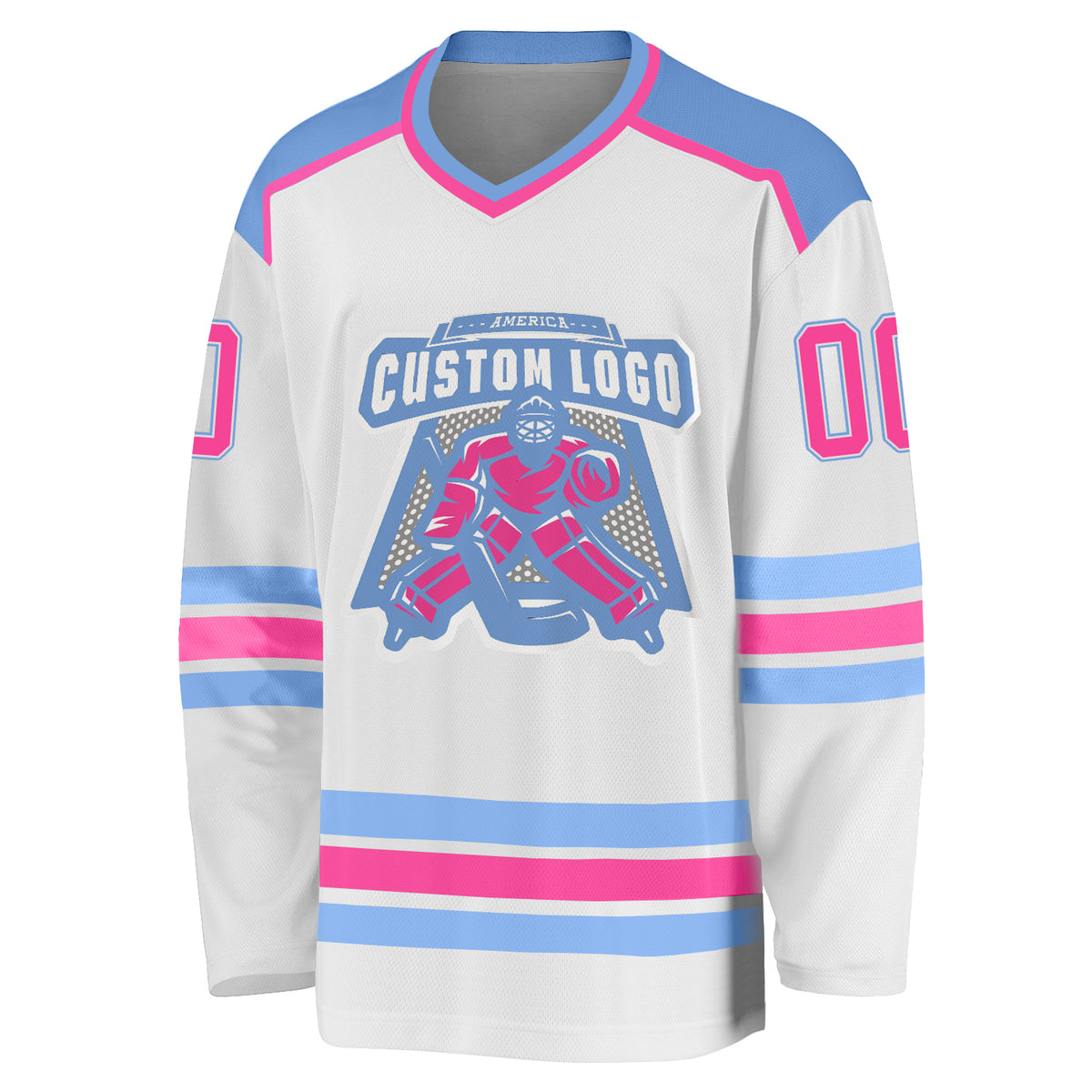 Cheap Custom Blue White-Neon Green Hockey Jersey Free Shipping