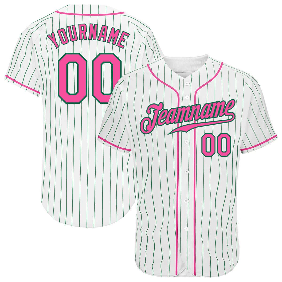 Custom Name Hibicus Kelly Green Pink Baseball Jerseys Shirt - Freedomdesign