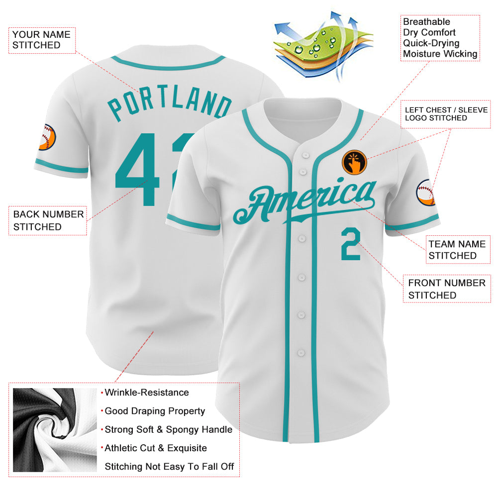 Cheap Custom Brown Teal-White Authentic Baseball Jersey Free