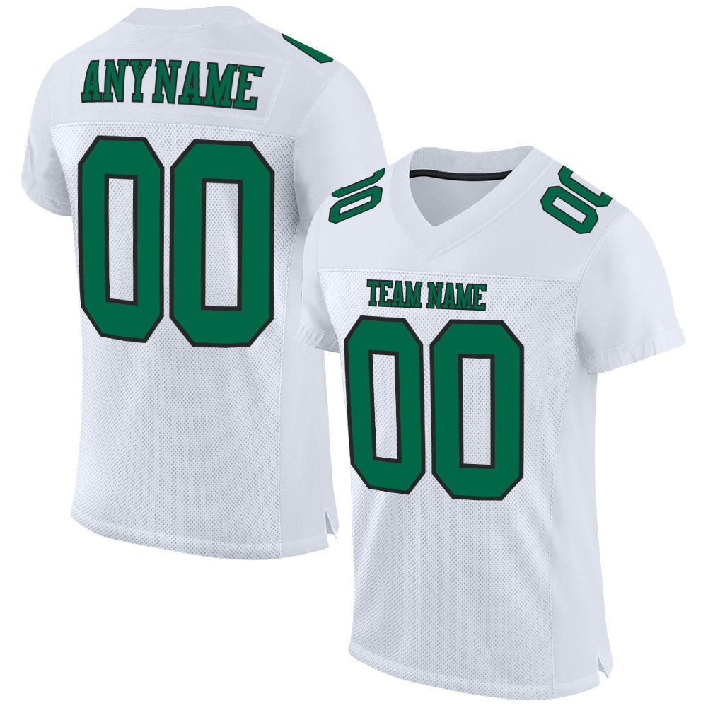 Cheap Custom White Kelly Green-Black Mesh Authentic Football Jersey Free  Shipping – CustomJerseysPro