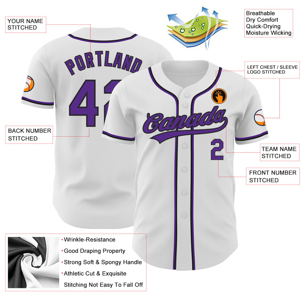 Custom Purple Black-Gray Authentic Baseball Jersey