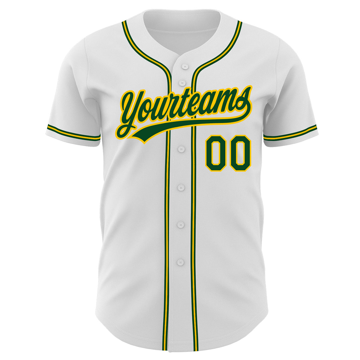 Gold Green-White CUSTOM Baseball Jersey -  Worldwide Shipping