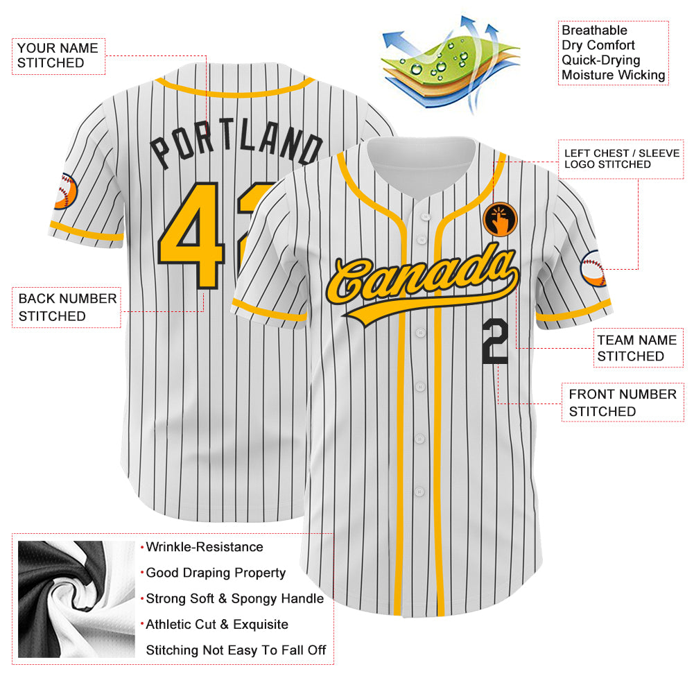 Custom Team Gold Baseball Authentic Gray Jersey Black