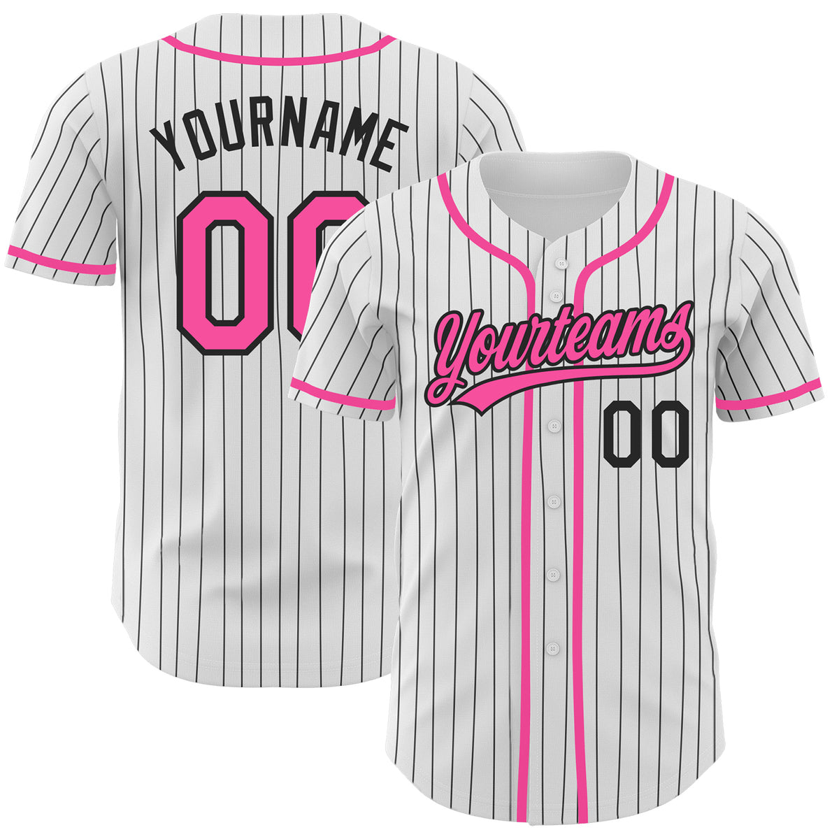 Cheap Custom Pink White Pinstripe Black Authentic Baseball Jersey