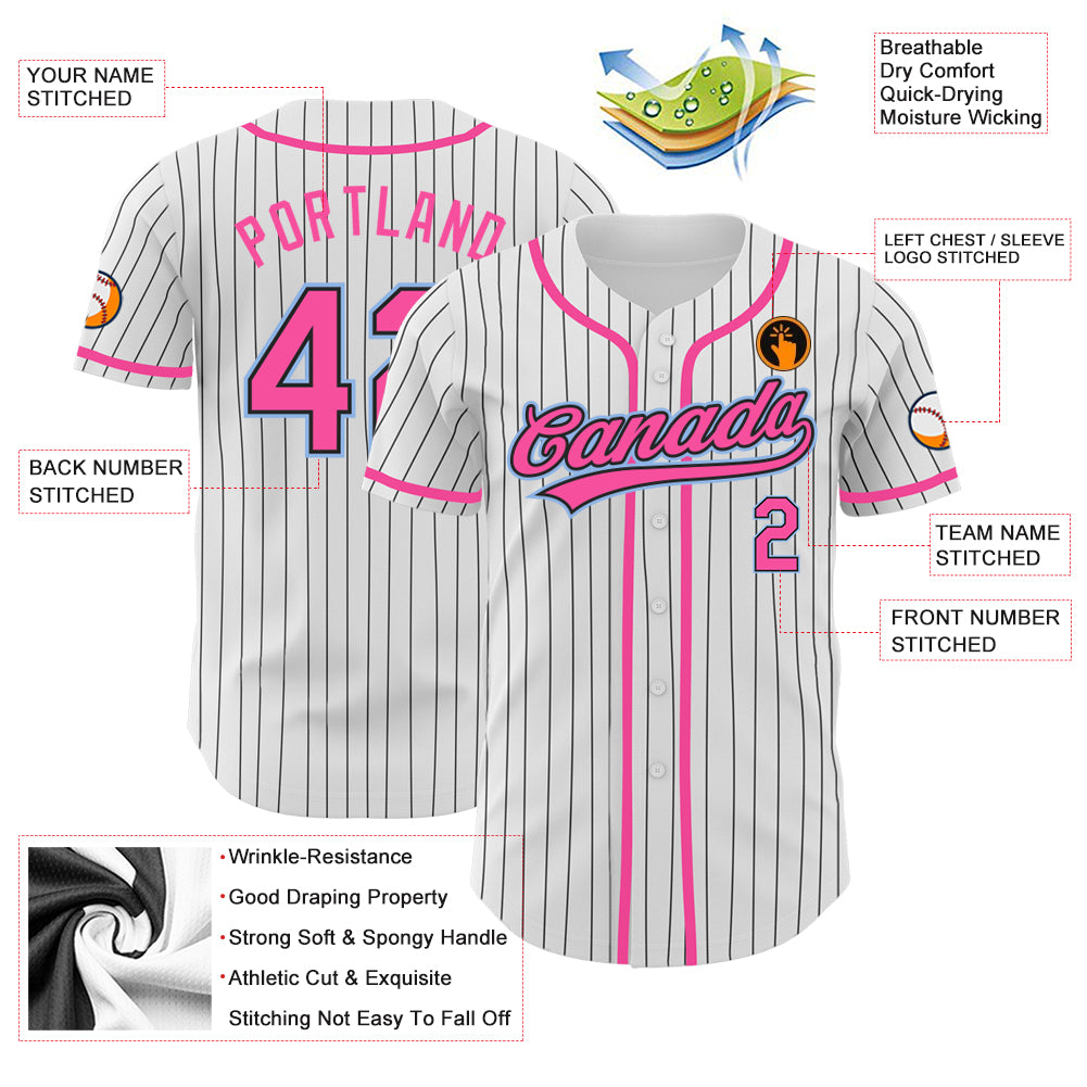 Custom Black White Strip Pink-Light Blue Authentic Baseball Jersey Sale  Online – UKSN INC