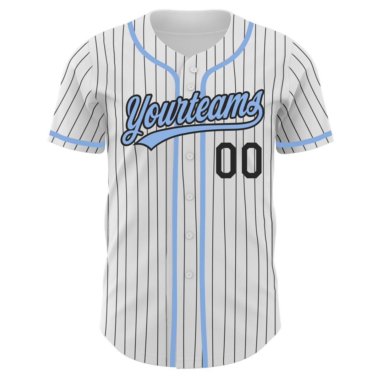 Custom Gray Black Pinstripe Light Blue Authentic Baseball Jersey Discount