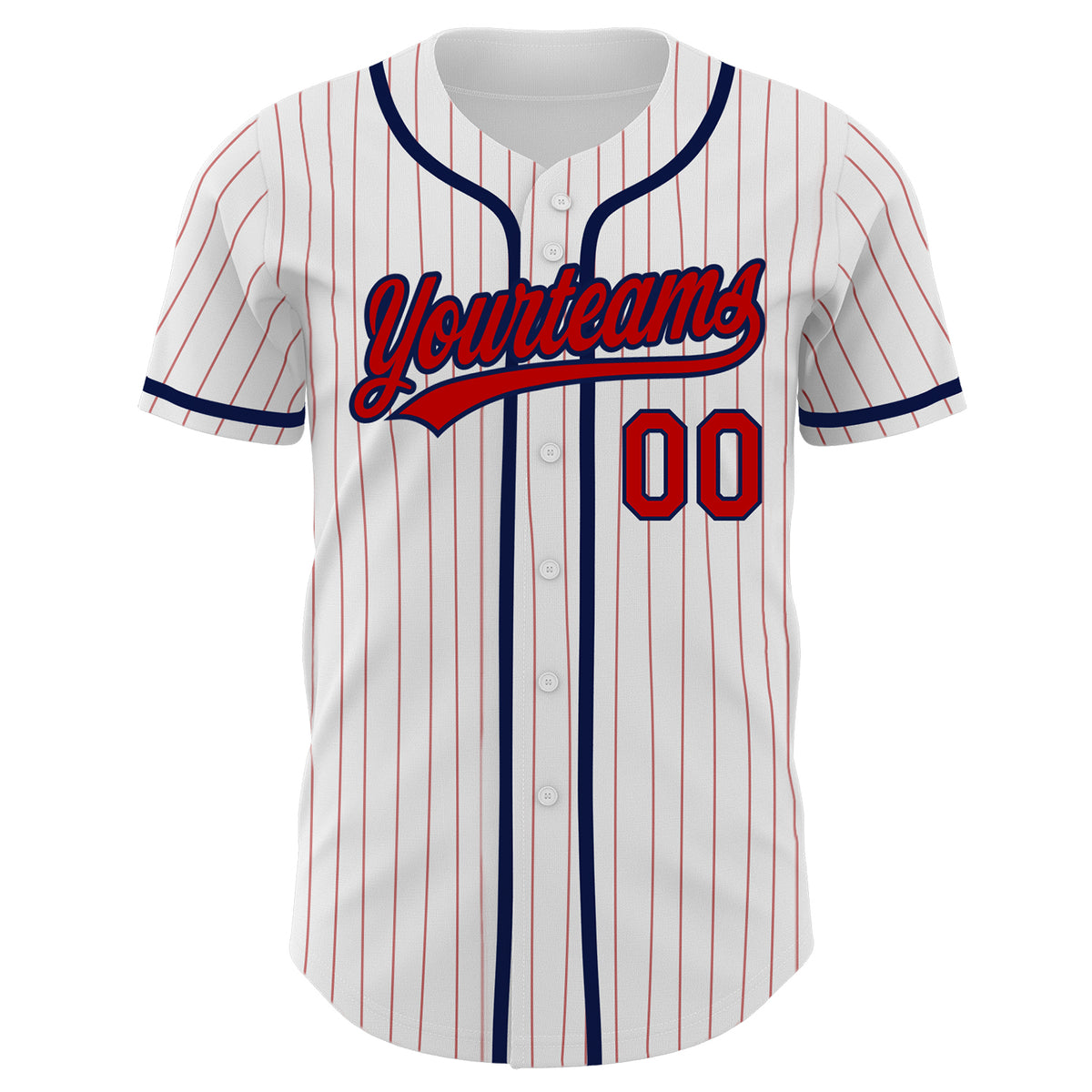 Custom Navy White Pinstripe Red-White Authentic Baseball Jersey Youth Size:S