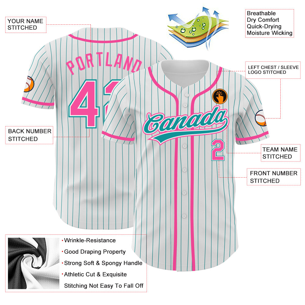 Cheap Custom Navy White Pinstripe Pink Authentic Baseball Jersey Free  Shipping – CustomJerseysPro