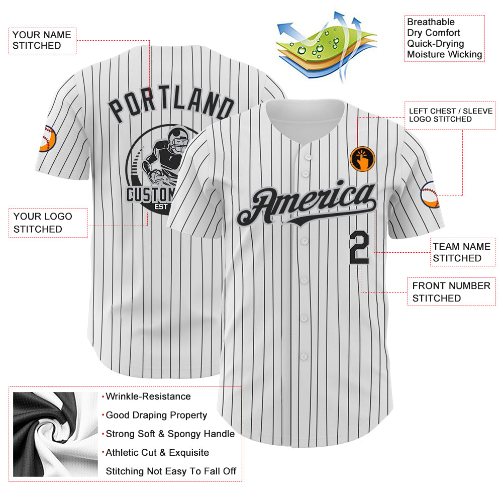 Cheap Custom White Black Pinstripe Black-Gray Authentic Baseball Jersey  Free Shipping – CustomJerseysPro