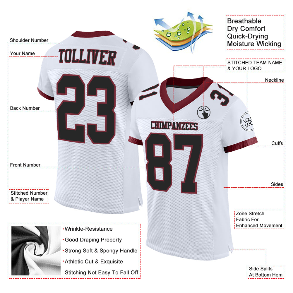 Custom Black Black-Red Mesh Authentic Football Jersey Discount