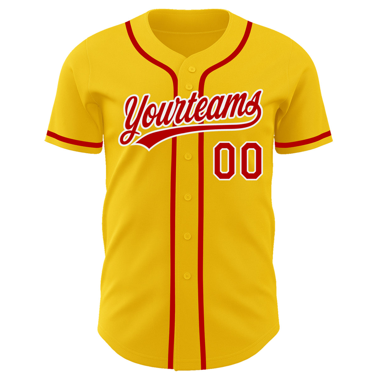 Custom Red Yellow-White Classic Style Authentic Baseball Jersey