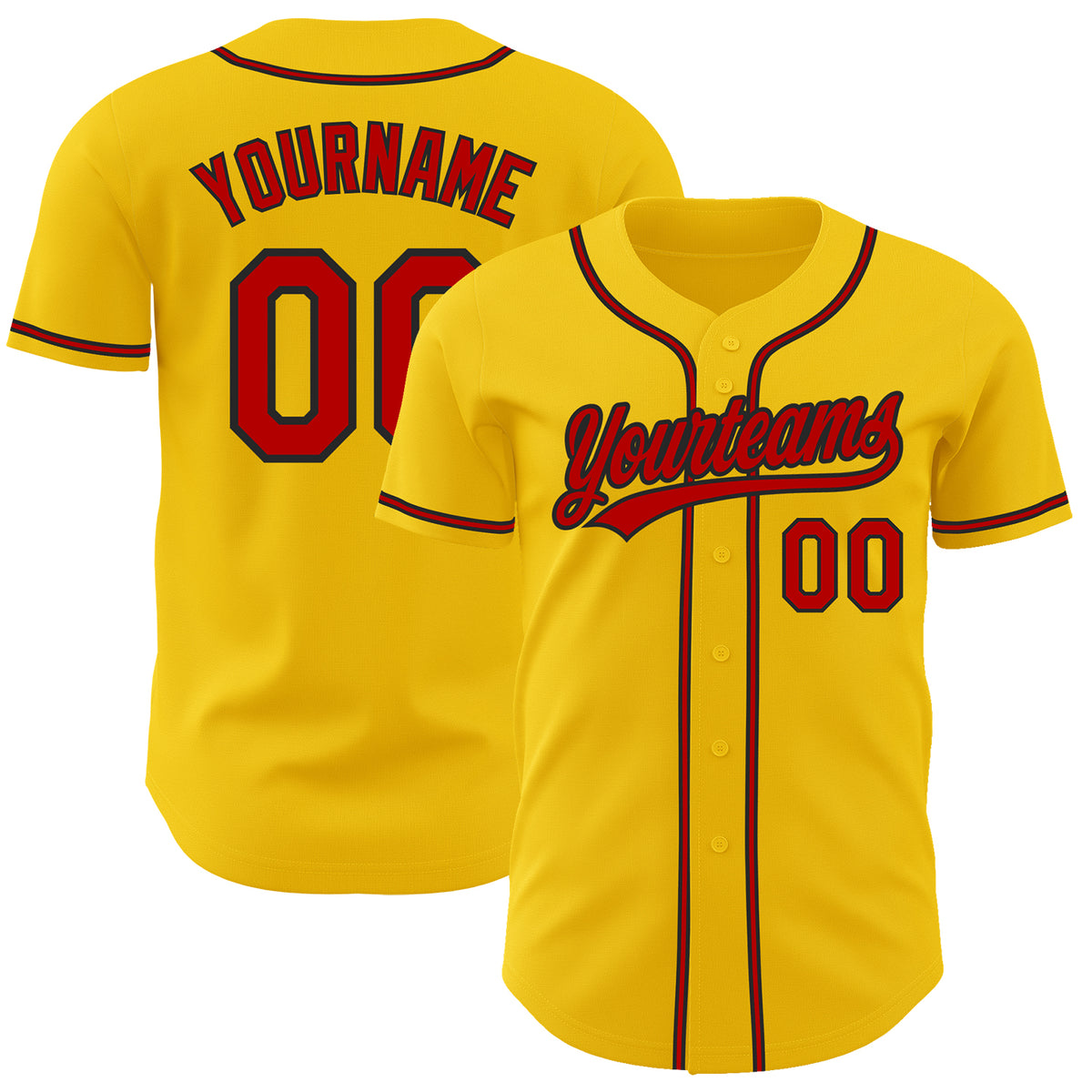 Custom Black Green Yellow Red Baseball Jerseys For Men & Women JN12622_7685