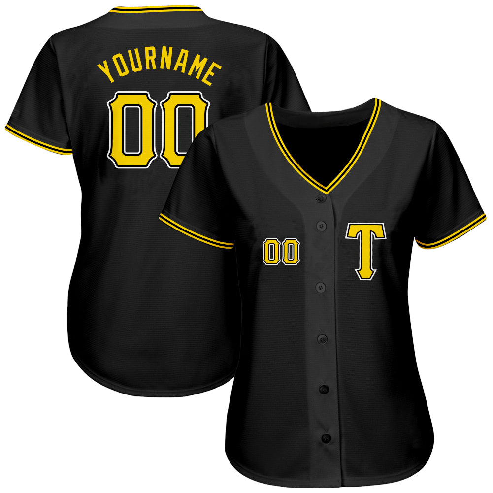 Custom Black Gold-White Authentic Baseball Jersey – CustomJerseysPro