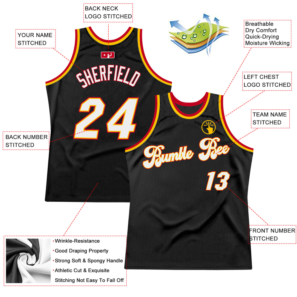 Cheap Custom White Red-Black Authentic Throwback Basketball Jersey Free  Shipping – CustomJerseysPro