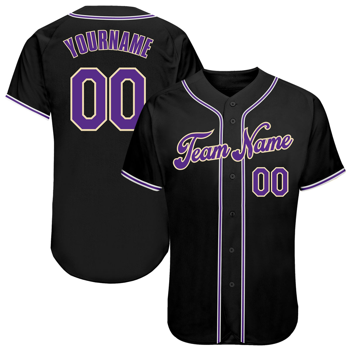 Custom Black Purple-White Authentic Baseball Jersey Discount