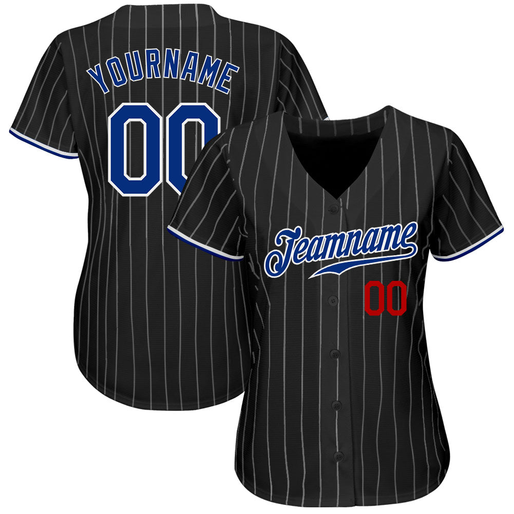 Cheap Custom White Black Pinstripe Red Authentic Baseball Jersey Free  Shipping – CustomJerseysPro