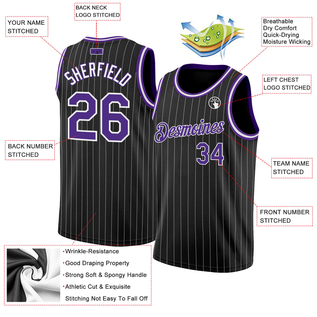 Kappa Pinstripe Basketball Jersey